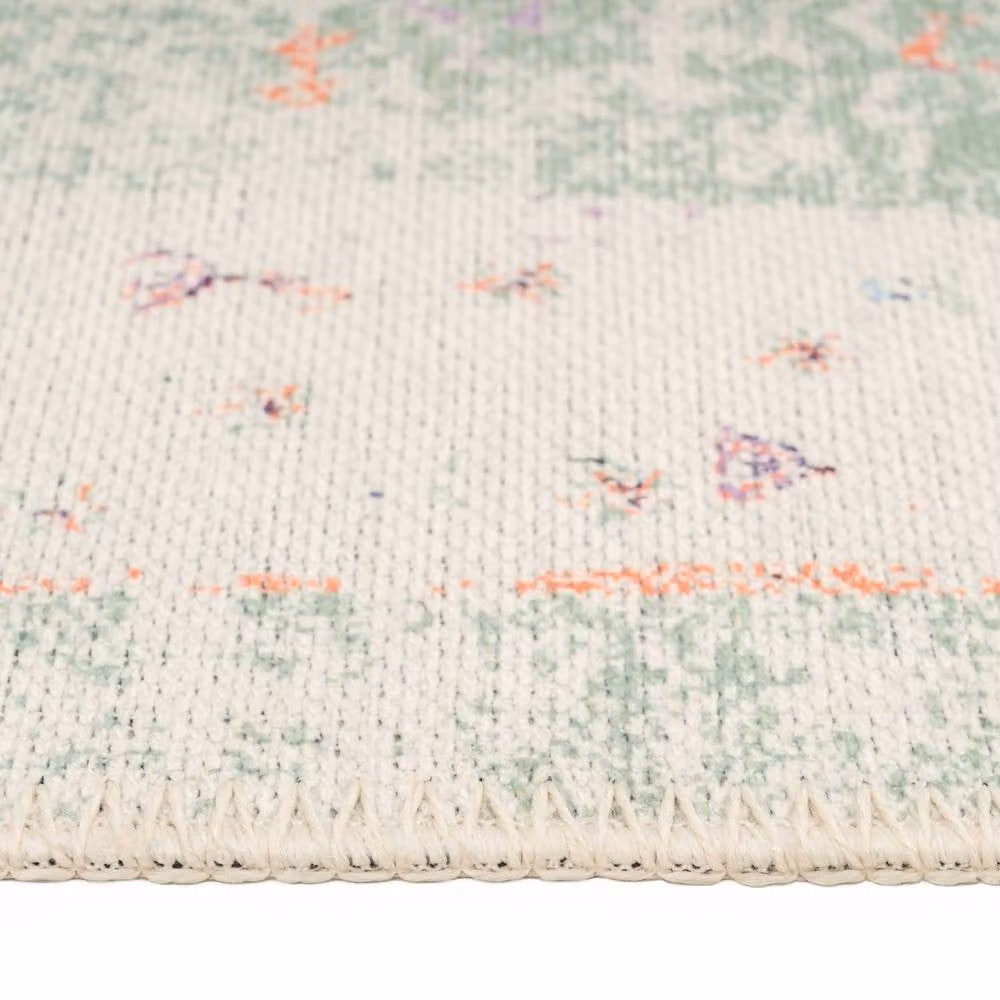 Kukoon Pastel Green Distressed Hallway Runner Rug, Non-Slip and Washable, W: 60 cm, L: 240 cm – 1