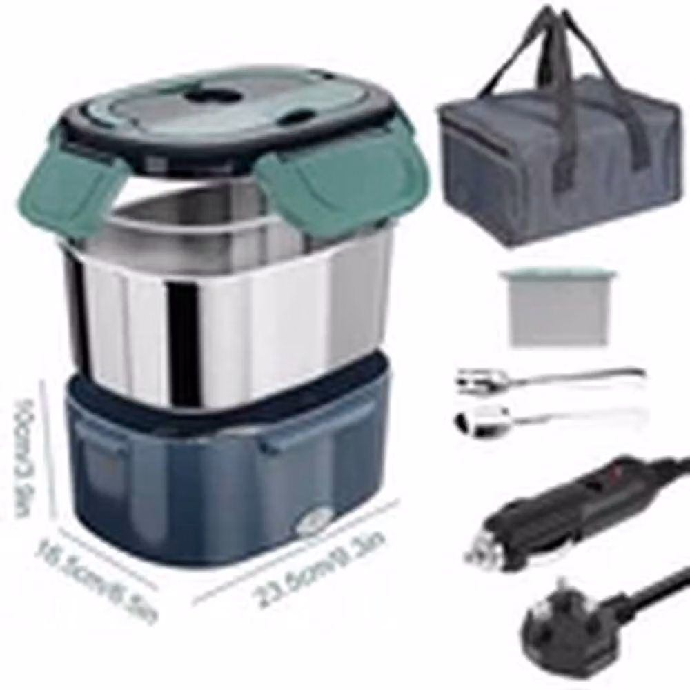 EONLION Portable Electric Car Heating Lunch Box, 12V/24V, Blue – 2