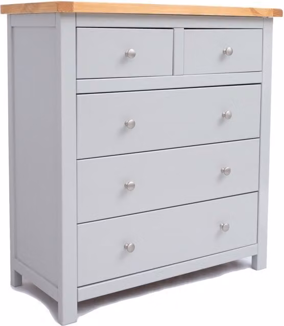Cabinet Bits Argenta 2 over 3 Drawer Chest in Grey Pine Wood