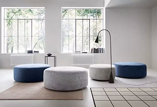 Abakus Direct Harriet Swivel Footstool in Grey Crushed Chenille, Diameter: 73 cm, Height: 40 cm – 2