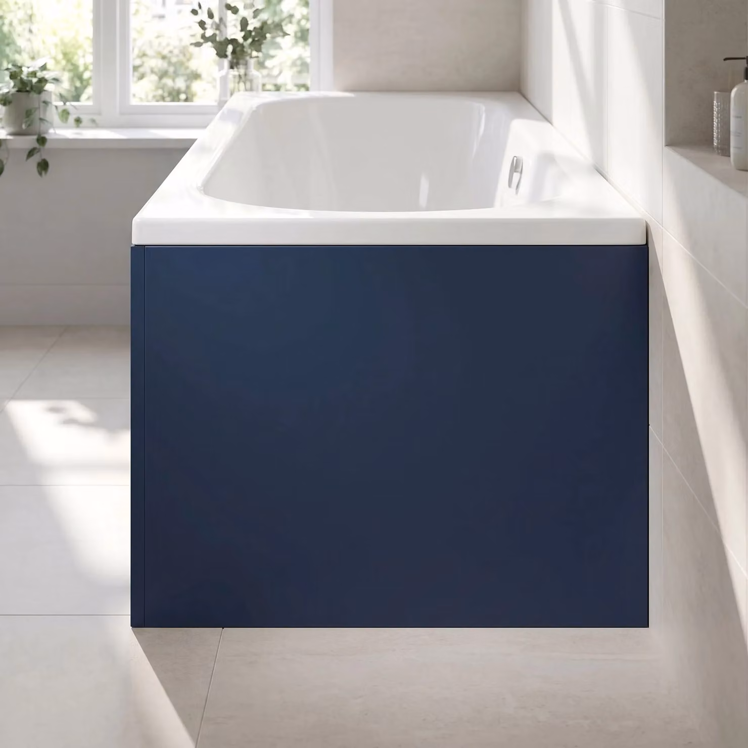 Balterley Edge Power L Shape Square End Bath Panel in Matt Midnight Blue, 1700mm – 5