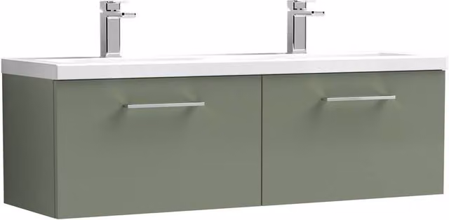 Balterley Level 1200mm Wall Hung 2-Drawer Unit with Double Basin in Satin Green