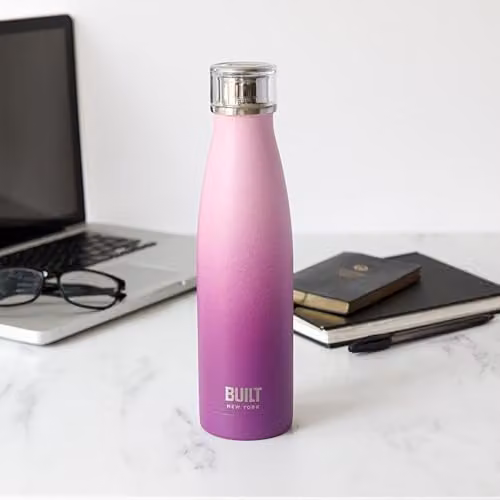 BUILT New York Perfect Seal Leakproof Insulated Stainless Steel Water Bottle, 480 ml, Pink and Purple Ombre – 4