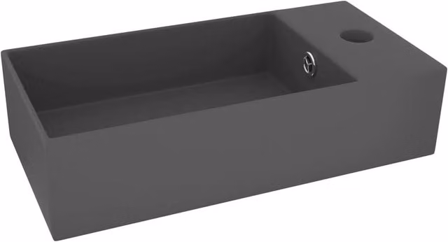Berkfield Home Ceramic Bathroom Sink with Overflow in Dark Grey