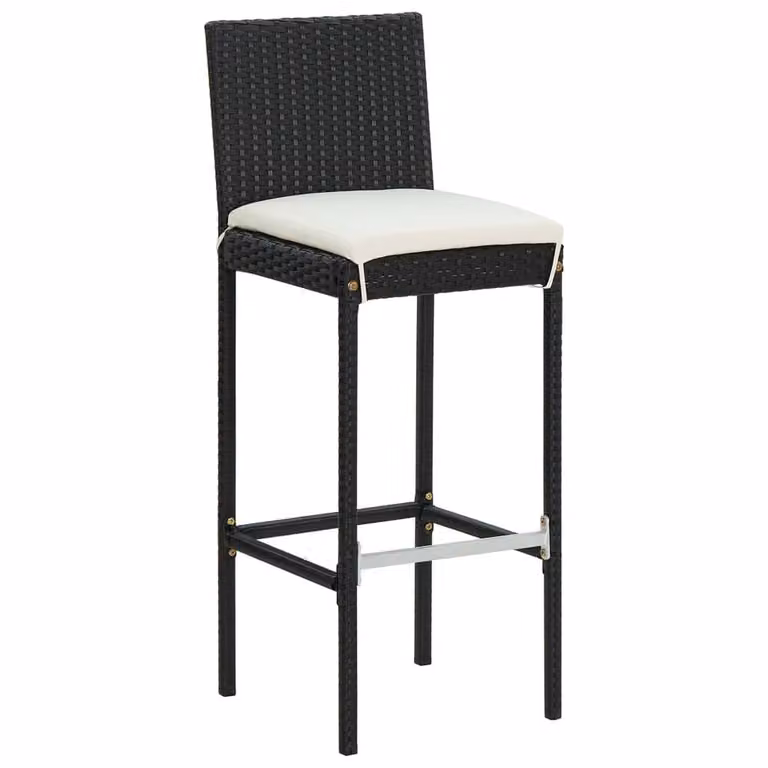 Berkfield Home Elegant 5 Piece Poly Rattan Garden Bar Set with Cushions in Black and Cream