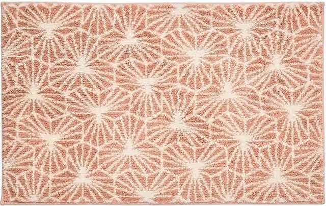 Allure Bath Fashions Geometric Design Non-Slip Microfibre Bath Mat, Pink, W: 50 cm, D: 80 cm
