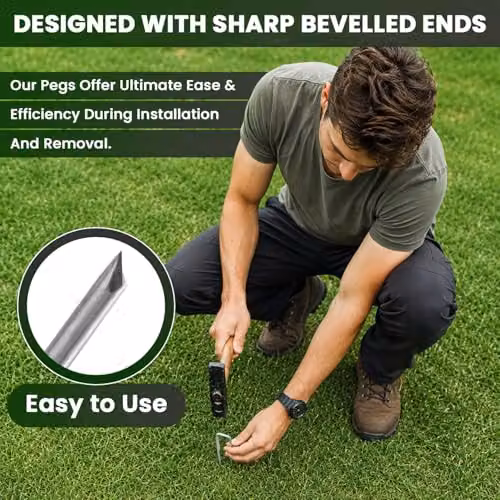 MantraRaj 100 Pack Silver Galvanised Steel U-Shaped Garden Pegs for Securing Weed Mat, Netting and Lawn – 6