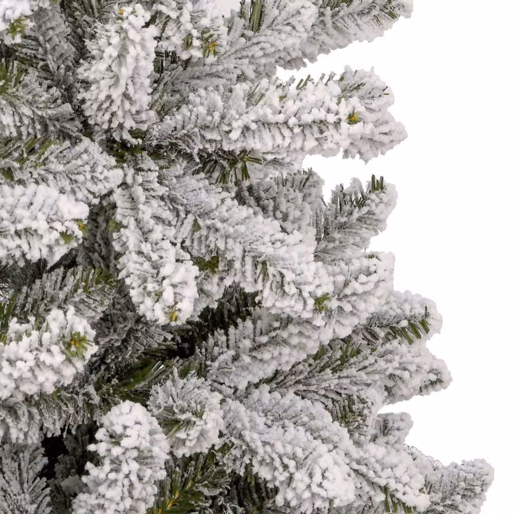 Berkfield Home Beautiful Artificial Hinged Christmas Tree with Flocked Snow in White, Height: 210 cm – 4