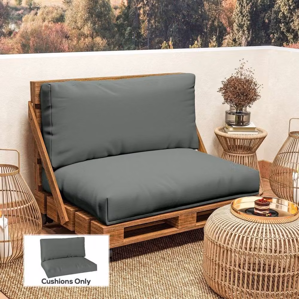 Kelvenix 2 Seat Pallet Cushions in Grey and Anthracite, W: 100 cm x D: 190 cm, 20 cm Thick – 3