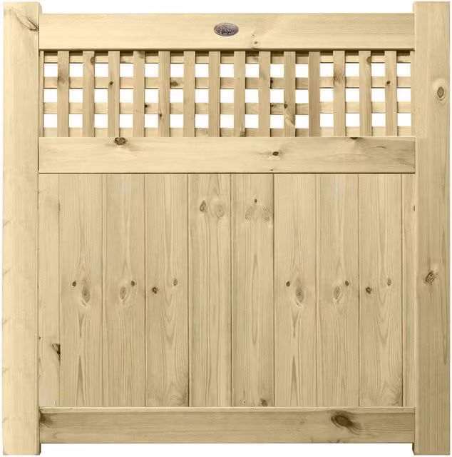 Premier Garden Supplies URBAN Interlocked Tongue Groove Pressure Treated Garden Gate with Square Trellis Top, Height: 120 cm