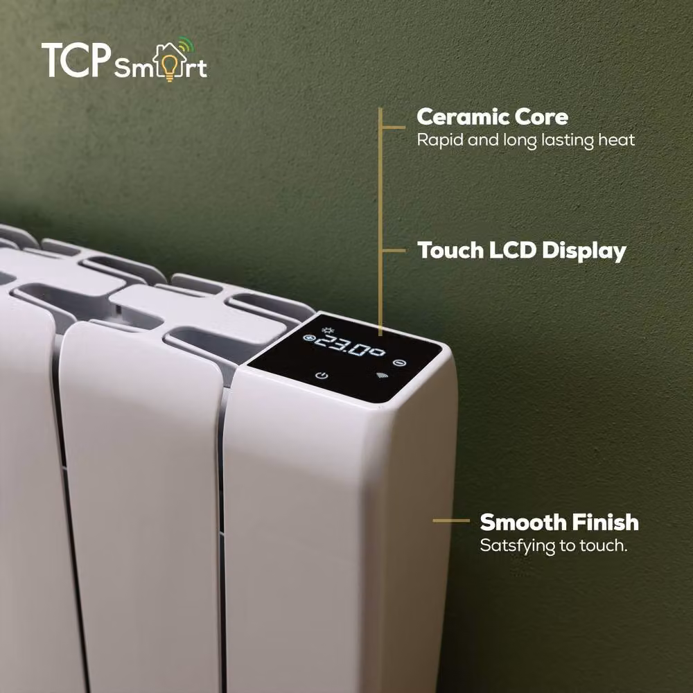 TCP Smart 1500W White Ceramic Panel Electric Radiator with WiFi and App Control – 2