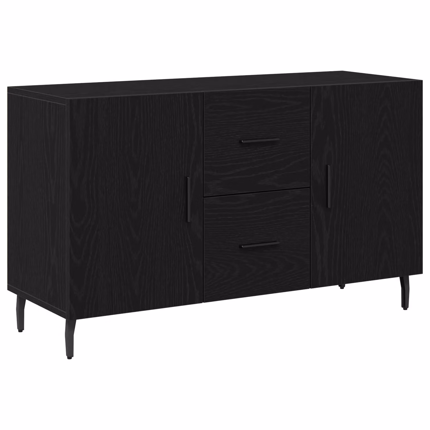Berkfield Home Black Oak Sideboard in Matt Black, W/D/H: 100 x 36 x 60 cm – 2