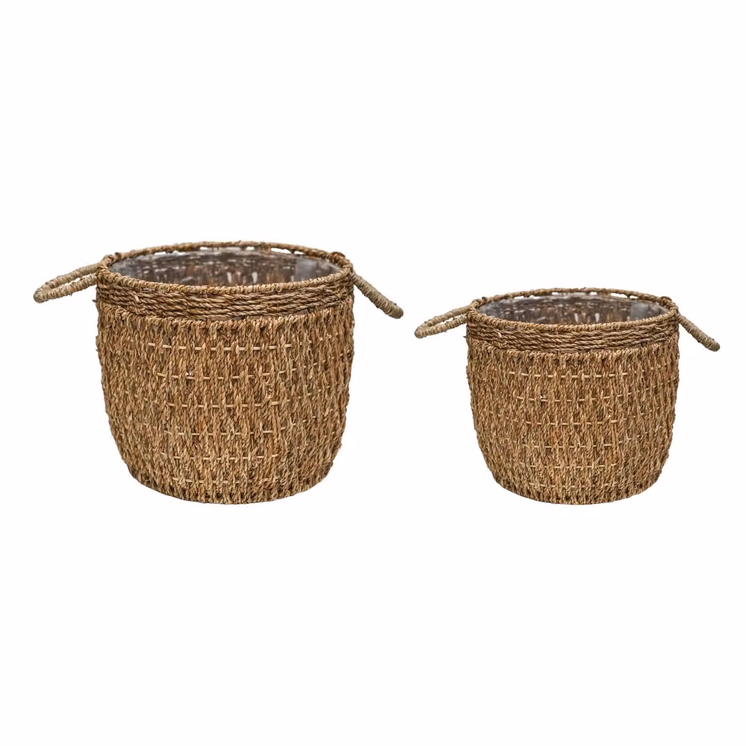 Ivyline Seagrass Lined Planter Basket Set of 2 in Beige, Sand and Brown – 2