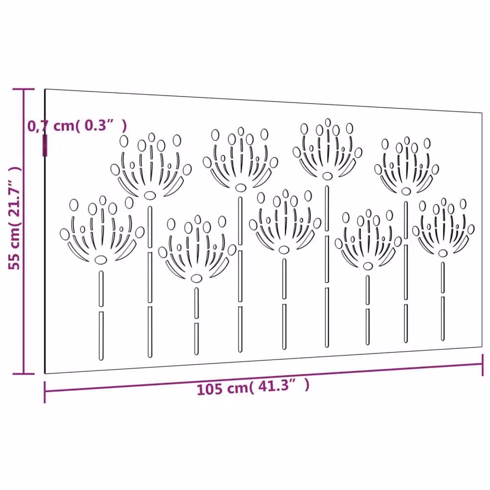 Berkfield Home Brown Corten Steel Floral Garden Wall Decoration W: 105 cm, H: 55 cm – 4