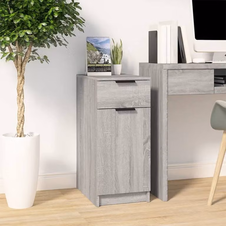 Berkfield Home Decorative Desk Cabinet in Grey Sonoma, W: 33.5 cm, D: 50 cm, H: 75 cm