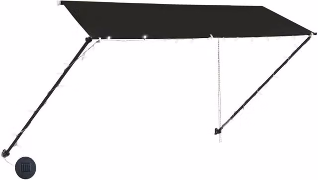 Berkfield Home Retractable Folding Arm Awning with LED in Anthracite and Black, W: 300 cm, D: 150 cm