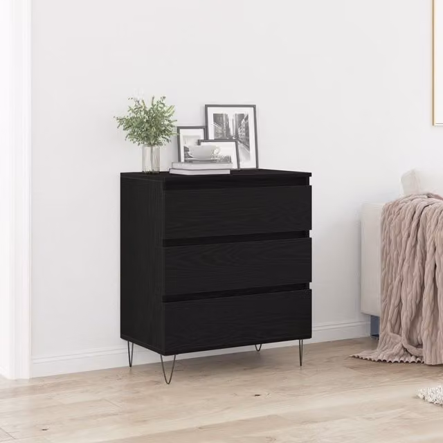 Berkfield Home Modern Sideboard with Drawers in Black Oak, W/D/H: 60 x 35 x 70 cm – 1