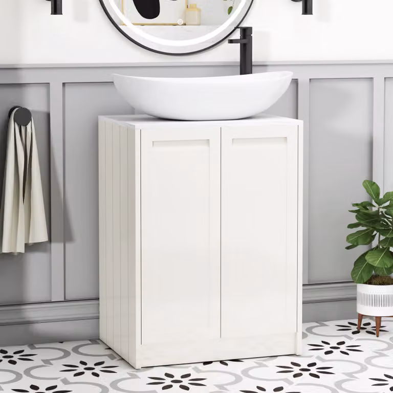 Royal Bathrooms Elmore Classic White Floor Standing 2 Door Vanity Unit with Cesar Basin