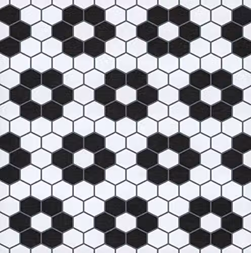 FloorPops FP3931 Biscotto Self-Adhesive Geometric Floral Tile-Look Floor Tiles, Black and White, W/D/H: 30.48 x 30.48 x 0.16 cm