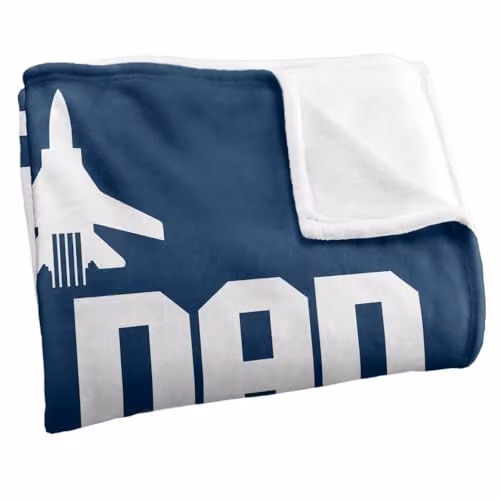LOGOVISION Top Gun Top Dad Super Soft Fleece Throw Blanket in White and Blue, W: 152 cm, D: 127 cm – 2