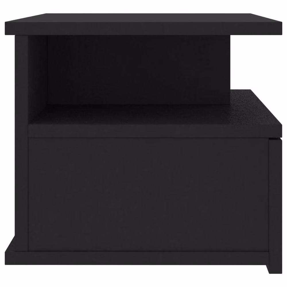 Berkfield Home Black Floating Nightstand in Engineered Wood, W: 40 cm, D: 31 cm, H: 27 cm – 3