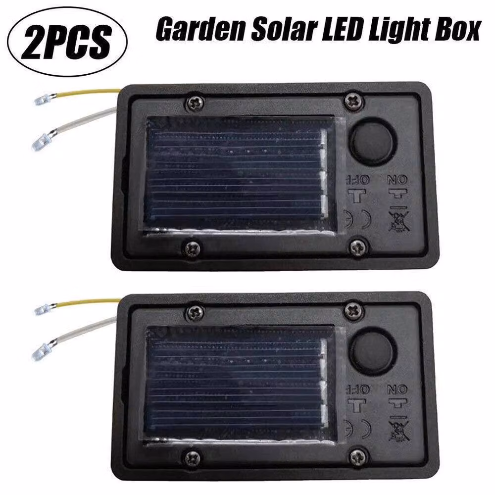 Kelvenix 2-Pack Solar Powered Replacement Rectangular LED Light Boxes in Black with Warm White Light – 2