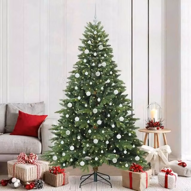 Berkfield Home Artificial Green Christmas Tree with 300 Warm White LEDs, Height: 210 cm
