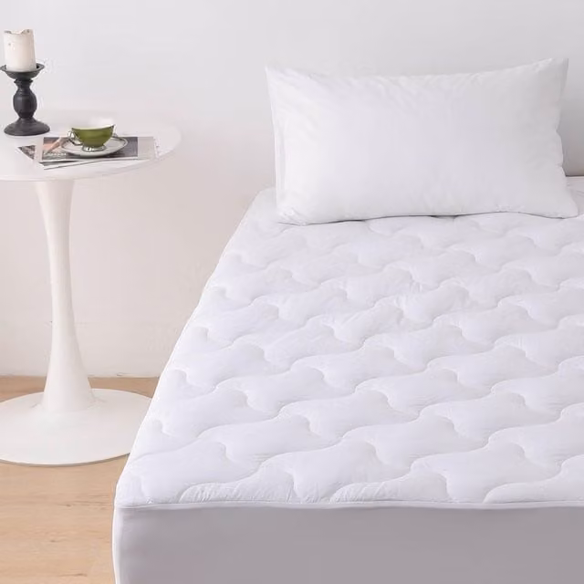 Glamhaus Oeko-Tex Standard 100 Mattress Topper with Fitted Skirt, White, Single 90 x 190 cm