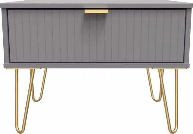 2 U Bexley Modern Geometric Wide Side Table with 1 Drawer in Dark Grey and Gold – 1
