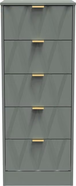 Ready Assembled 2 U Washington 5 Drawer Tall Bedside in Pale Green