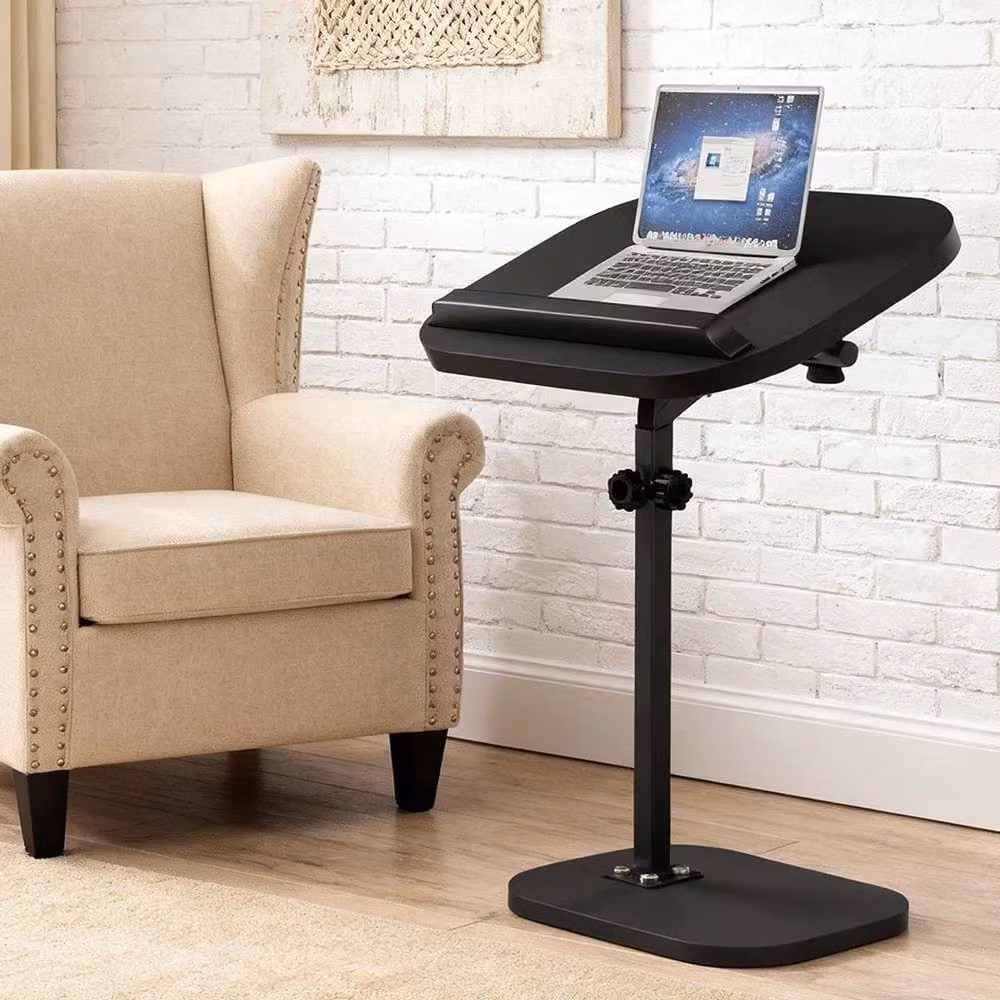 NESTLUNE Black Adjustable C-Shaped Sofa Side End Table with Tilting Top, W/D/H: 80 x 45 x 15 cm – 4