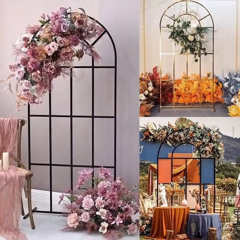 FLAVORA Black Large Wedding Arch Door Backdrop Stand – 2
