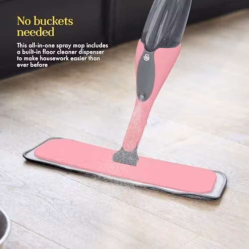 Swan x Lynsey TV Queen of Clean Spray Mop with 500ml Anti-Leak Bottle and Microfibre Pads, Pink, SWFC1000QOCN – 3