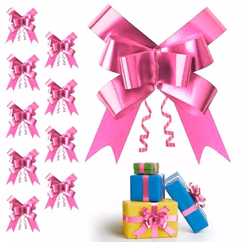 Shatchi 10pcs Pink Plastic Pull Bows, 3cm Width