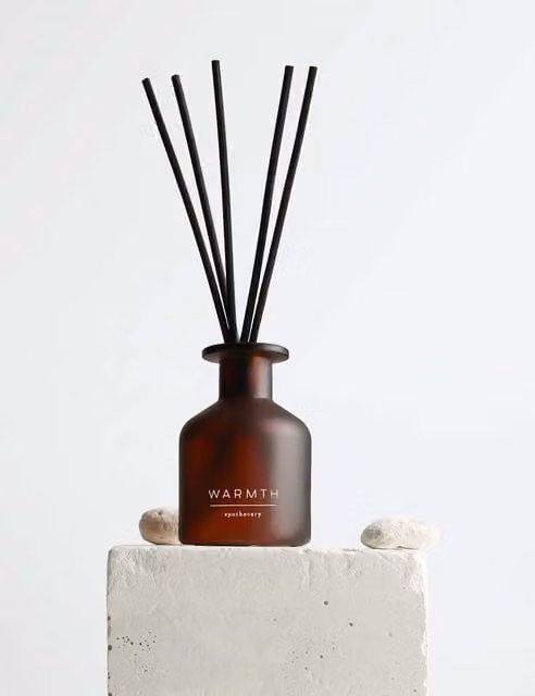Apothecary Warmth Reed Diffuser, Spicy and Woody Scent, 100ml, Amber Glass