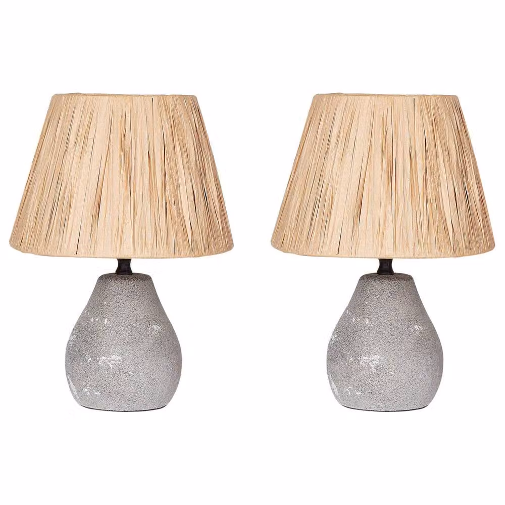 Wyld and Coco Set of 2 Grey Ceramic Cone Table Lamps – 2