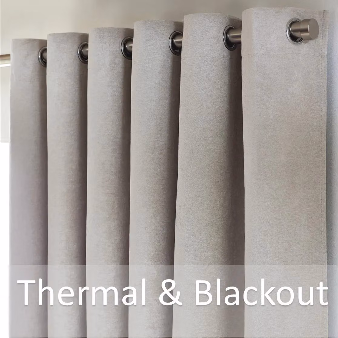 Luxury Living Silver Chenille Blackout Eyelet Curtains, Thermal Triple Weave Pair, Width: 168 cm, Drop: 137 cm – 2