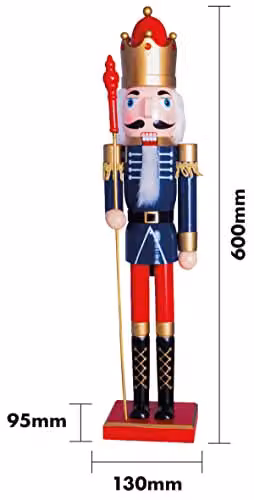 St Helens Home & Garden Nutcracker with Staff Christmas Decoration, Multicolour, Height: 60 cm – 2