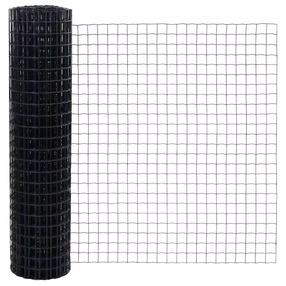 Berkfield Home Modern Euro Fence with 7 Flanged Posts, Galvanised Steel, Dark Grey, W: 10 m, H: 1.2 m – 6