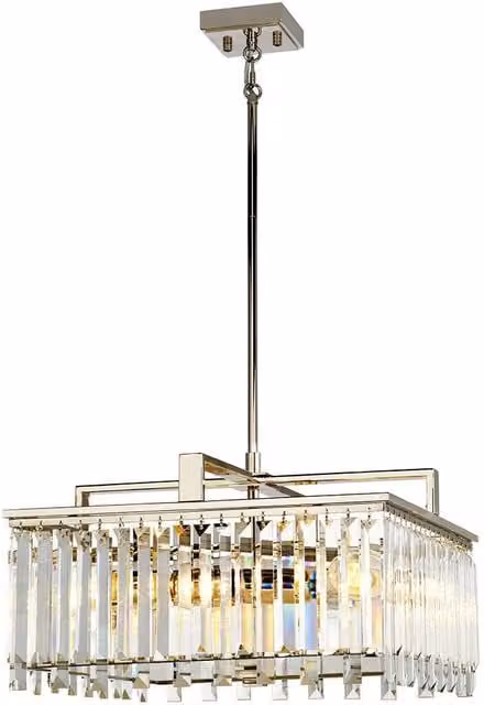 Loops 4 Bulb Chandelier with Cut Glass Crystals in Silver Polished Nickel – 1