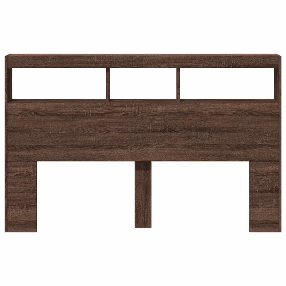 Berkfield Home Headboard Cabinet with Integrated LED Lighting in Brown Oak, W: 160 cm, D: 17 cm, H: 102 cm – 5