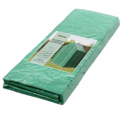 Outsunny Walk-in Greenhouse Cover Replacement with Door and Mesh Windows, Green and White, W/D/H: 140 x 143 x 190 cm