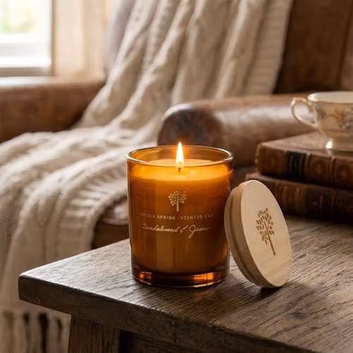 Nicola Spring Sandalwood and Jasmine Scented Soy Wax Candles, Pack of 3, 130g, Orange – 4