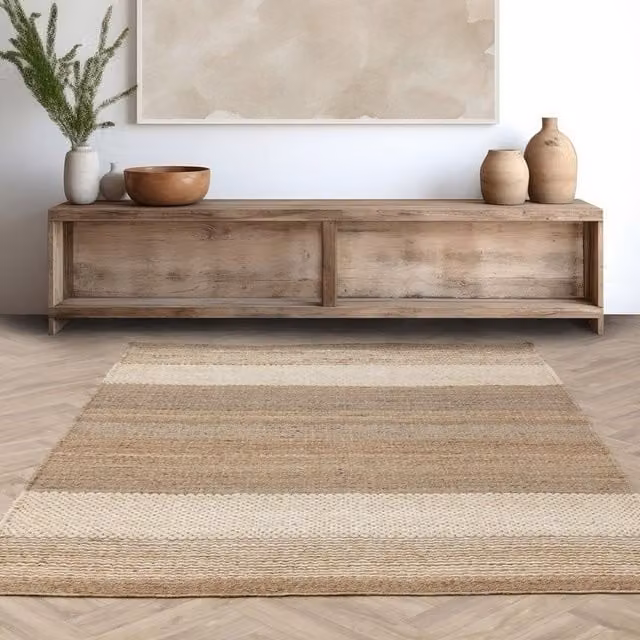 The Rug Shop UK Cream Modern Plain Machine Woven Rectangular Area Rug, W/D/H: 160 x 230 cm