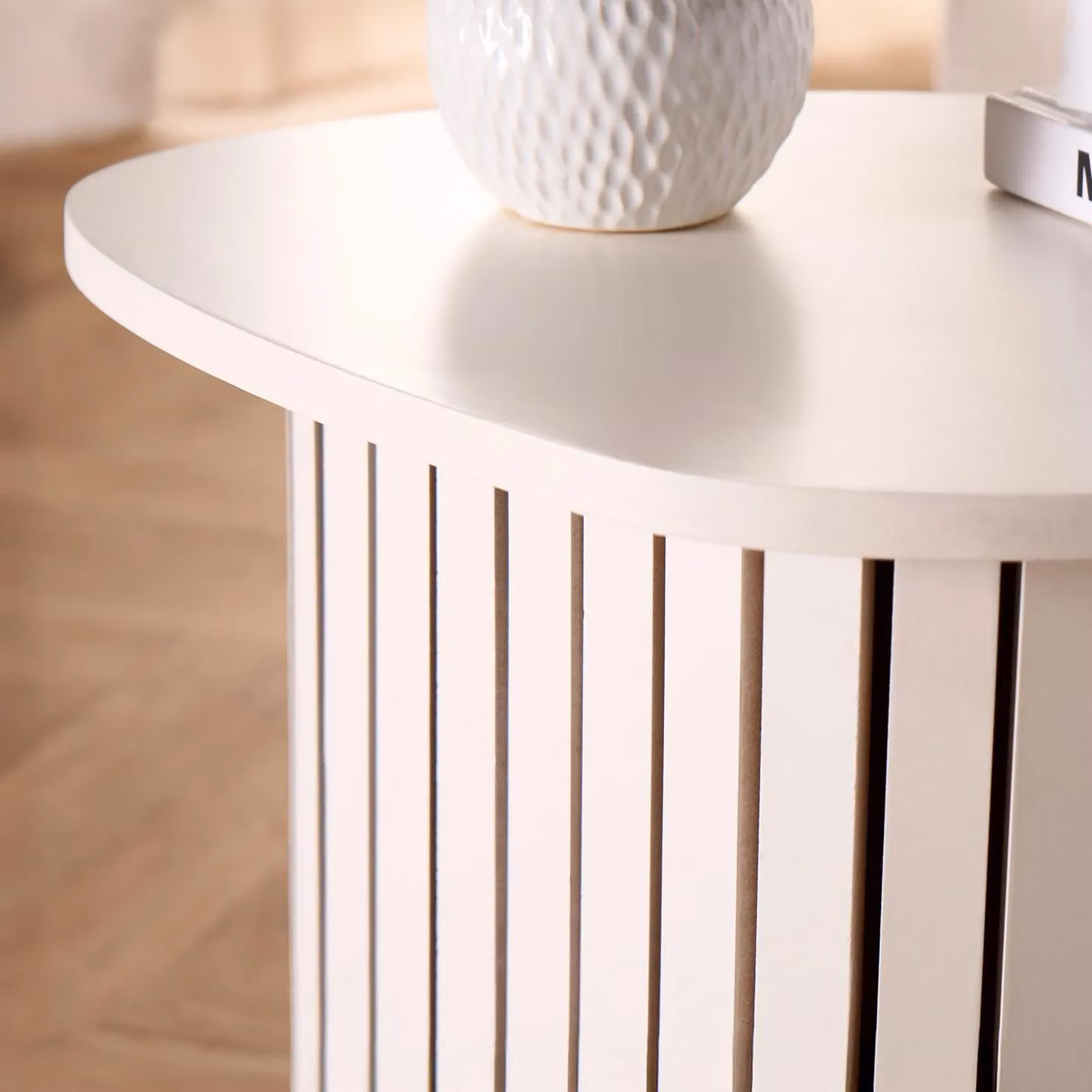 OHS Madison Ribbed Round Side Table in Cream – 2