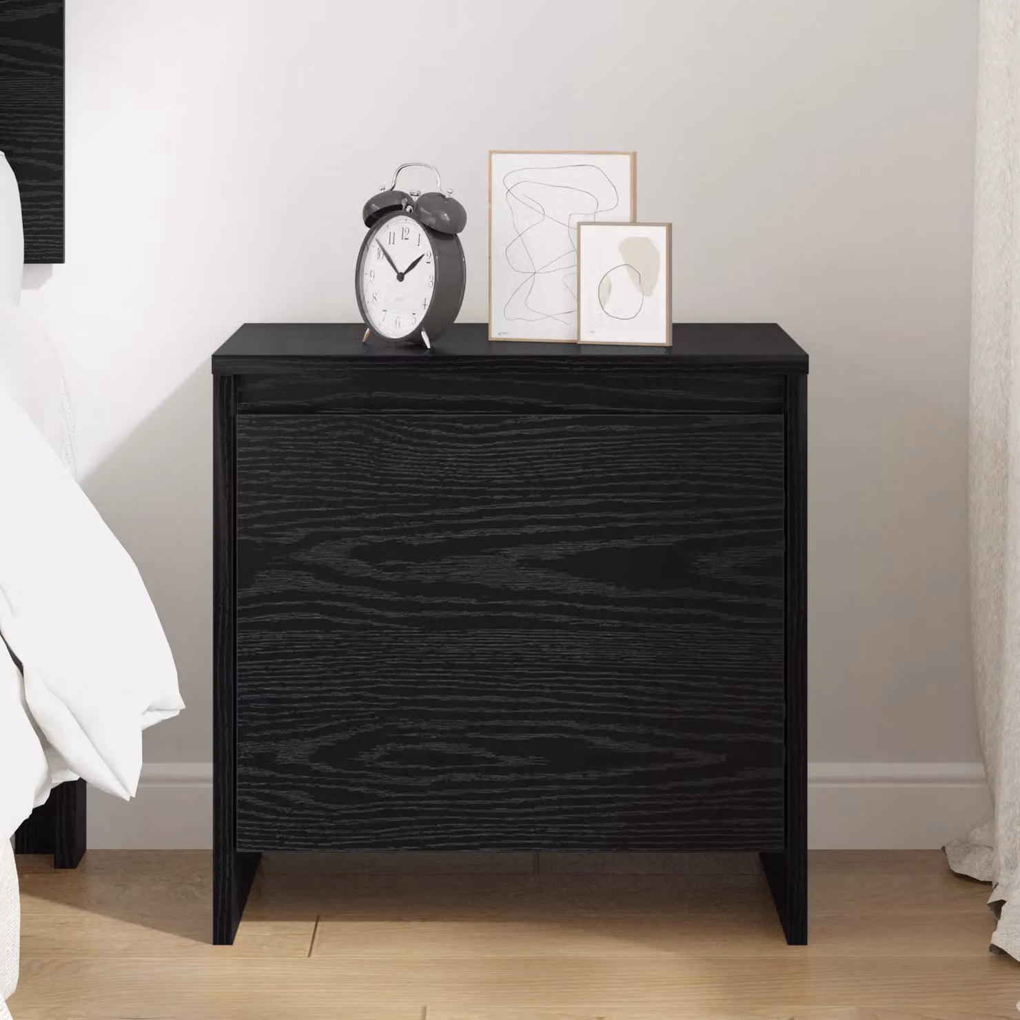 Berkfield Home Black Oak Bedside Cabinet in Engineered Wood – 4