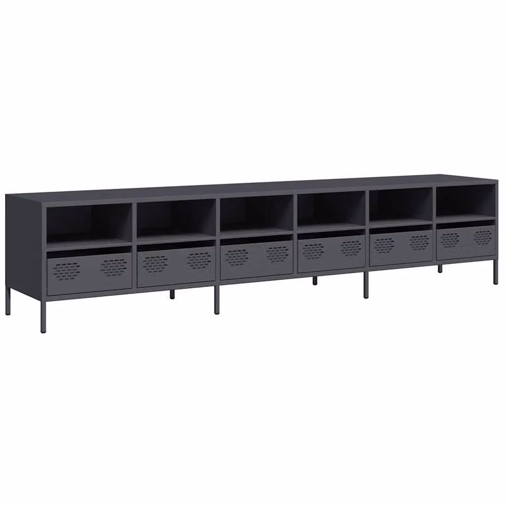Berkfield Home TV Cabinet in Anthracite Matt Metal, W/D/H: 202 x 39 x 43.5 cm – 3