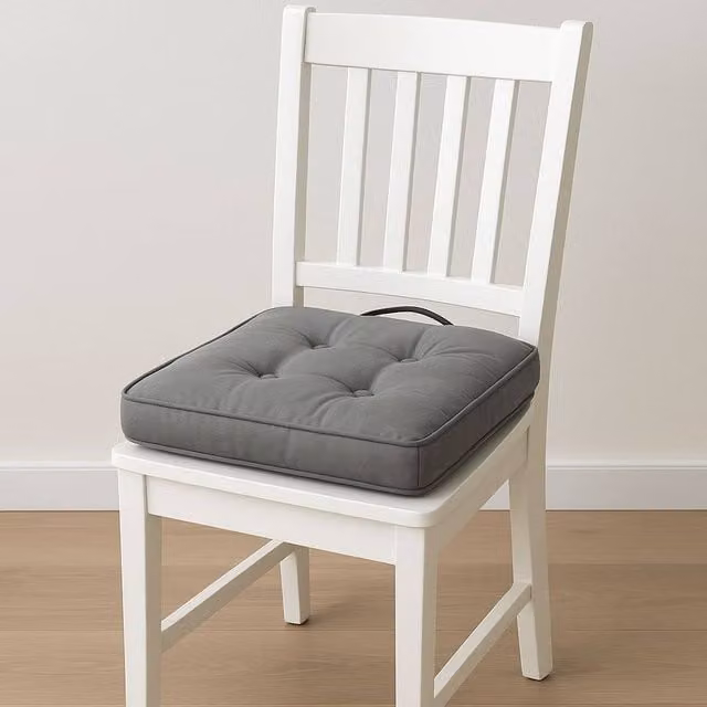 Homes-Linen Grey Cotton Filled Booster Seat Cushion Pad, W/D/H: 45 x 45 x 1 cm