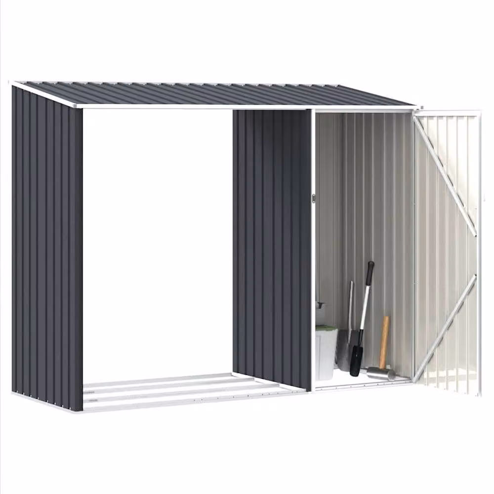 Berkfield Home Garden Modern Firewood Shed in Anthracite Galvanised Steel, W/D/H: 245 x 98 x 159 cm – 5