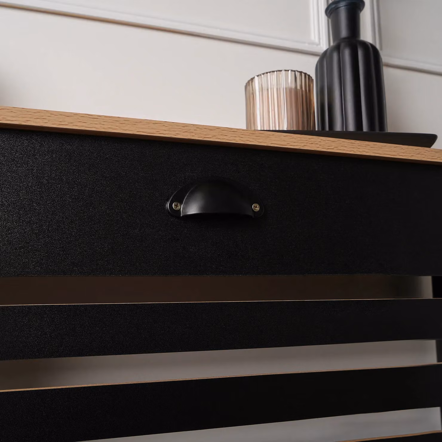 OHS Black Wood Effect Radiator Cover Sideboard Shelf – 2